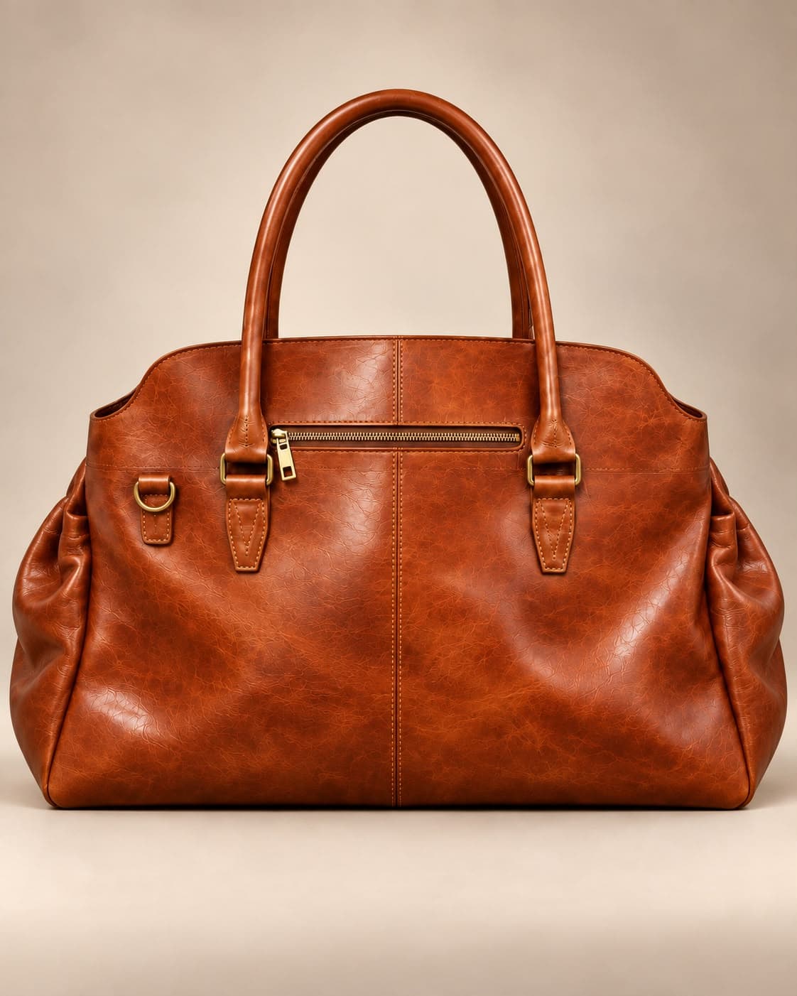 Gichiru Ithaga warm brown leather travel bag with top handles