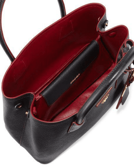 Gichiru Lynn Bag interior, rich oxblood red leather lining with meticulous stitching detail
